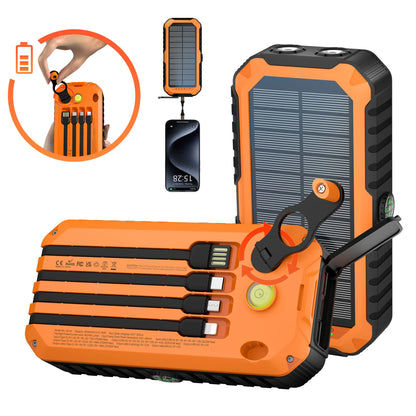 New Products Built - in PD20W Charging Cable 20000mAh Solar Power Bank with Hand Crank - Top - Rated Power Bank